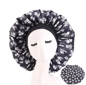 Marchio di moda Extra Large Stain Hair Bonnet Sleeping Cap Logo personalizzato Shower Headband Hat Bonnets Women