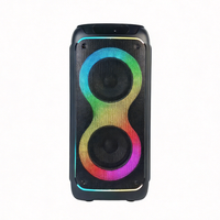 Speaker Portabel Menara Dual Woofer 8 Inch Speaker Pesta Lampu LED RGB dengan Mikrofon Nirkabel