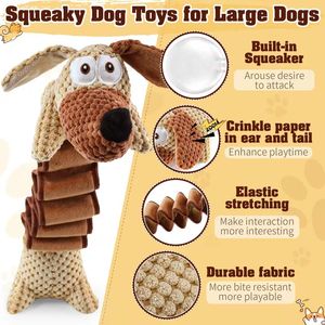 Cartoon Dog Squeak <b>Toy</b> <b>Plush</b> Chew Resistant Tug <b>Toy</b> Flexible Bone Shape Pet Teething <b>Toy</b> for <b>Large</b> Breeds - Product Image 4