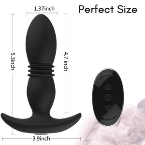 Hot Selling 2-in-1 Schub Dildo Vibrator Fernbedienung Anal Sexspielzeug Silikon Männlich Prostata Massage gerät und Frau Butt Plug - Product Image 3