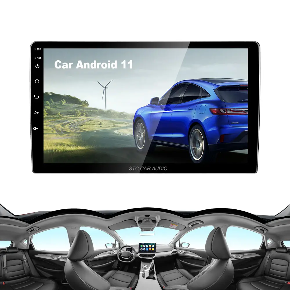 STC 10.1 ''Android 9.1 2 + 32gb Autoradio Video Autoestereo Gps Bt Wifi Fm Rds 2 Din 2.5d Touch Screen Autoradio Car dvd <span class=keywords><strong>na</strong></span>