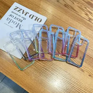 Nueva funda de teléfono acrílica dura de color de cambio gradual Popular para iPhone 15 pro Max, funda transparente a prueba de golpes para teléfono móvil