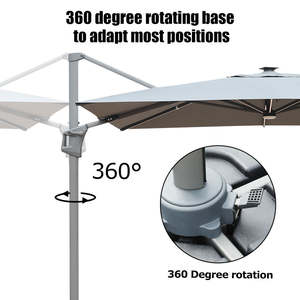 STARRYHEART Parapluie en porte-à-faux en aluminium pour jardin extérieur Parapluies de patio avec rotation à 360 ° - Product Image 3