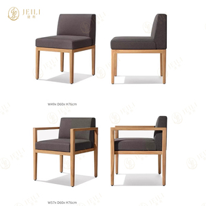 JEILI Arredamento Esterno Moderno di Alta Gamma, Lussuoso Tavolo in Legno di Teak con Sedia in Tessuto Nero per Hotel, Ristoranti e Terrazze - Product Image 3