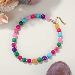 Collar de Arcoíris Nuevo de Verano <span class=keywords><strong>2026</strong></span>, Cuentas de Piedra Natural de Colores de 0.5 Pulgadas, Collar de Cuentas Hecho a Mano para Mujer, Regalos para Vacaciones en la Playa - Product Image 4