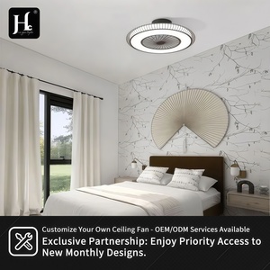 Modern Metal Ceiling Fan Light LED Daylight Illumination <b>Remote</b> <b>Control</b> Aluminum Body Surface Mounted Bedroom CRI 90 IP33 AC/DC - Product Image 3