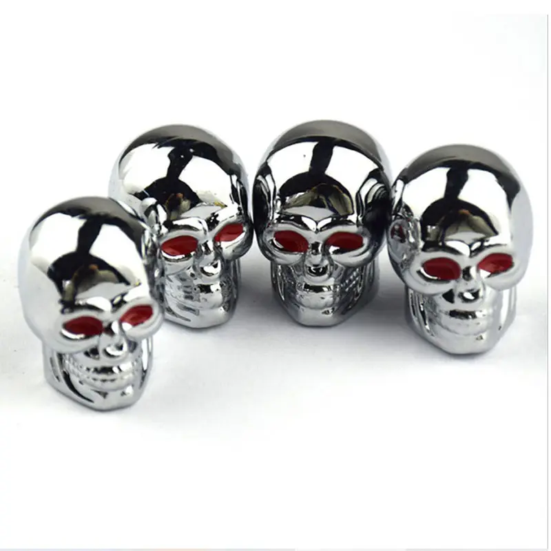 Silver/Black Skull Style Chrome Plastic Truck Motorcycle Bike Car Tires Valve Stem Caps