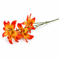 Fleur artificielle en soie Gloriosa Lily à 3 têtes, fausse fleur de lys flamboyant pour arrangements de mariage, décoration de maison et d'hôtel, vente en gros