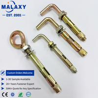 Malaxy Cheville à murs creux en acier au carbone zingué robuste, type L, type O, crochet, boulon Molly M4 M5 M6 M8, cheville de fixation pour cloisons sèches