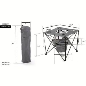 Table de camping pliable portable personnalisée en gros avec 4 porte-gobelets et panier isotherme pour pêche et activités de plein air - Product Image 2