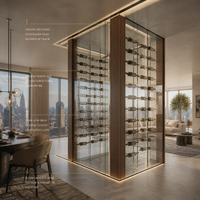 Meuble à vin sur mesure pour toute la maison, meuble de rangement intégré moderne pour salon avec porte vitrée