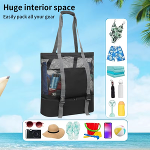 2025 nhà máy bán buôn chuyên nghiệp biểu tượng tùy chỉnh chất lượng cao thêm bãi biển lớn túi lưới <span class=keywords><strong>Tote</strong></span> Túi - Product Image 5