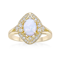 Bague de fiançailles en argent sterling 925 plaqué or rose avec opale ovale blanche, topaze rose taille marquise et zircon cubique