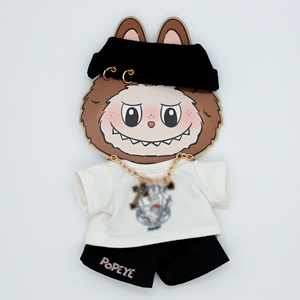 Cho Labubu búp bê Quần Áo Sweatshirt quần short 2-mảnh thiết lập American hip hop phong cách búp bê Quần áo phụ kiện ít vải (không có búp bê) - Product Image 6
