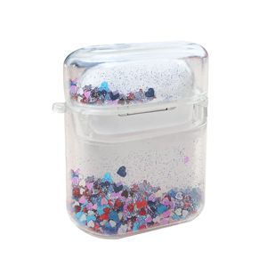 Étui pour écouteurs à paillettes liquides pour Apple <span class=keywords><strong>AirPods</strong></span> QuickSand lumineux en plastique transparent couverture rigide nouveauté idée cadeau - Product Image 1