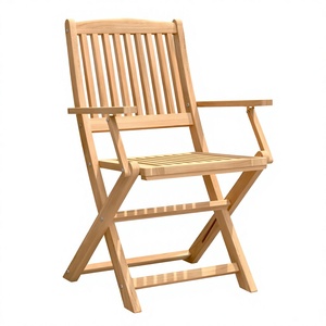 Silla Plegable de Madera de Teca para Jardín, Patio, Terraza, con Respaldo de Listones, para Patio, Villa, Camping - Product Image 2