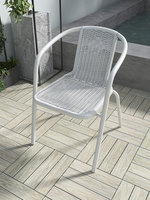 Ensemble bistrot de balcon, une table et deux chaises, moderne, minimaliste, décontracté, pliable, montage facile, structure en fer forgé, blanc