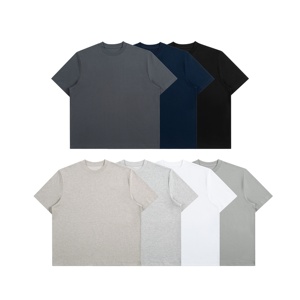 T-shirt vintage en coton uni à manches courtes et col rond pour homme, coupe ample et toucher frais - Product Image 1