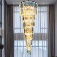 JYLIGHTING Lustre en cristal long de luxe personnalisé pour projet de décoration intérieure de grande envergure, hôtel, église, escalier, luminaire suspendu au plafond