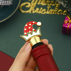 Christmas Hat <b>Wine</b> Stopper Gold And Silver Metal Bottle Sealer Holiday Gift - Product Image 3