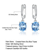 Boucles d'oreilles pendantes ovales en topaze bleu ciel créée, en argent S925, à quatre griffes, pour mariée, usage quotidien, cadeau
