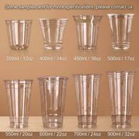 Gobelets en plastique jetables transparents en PET/PP à paroi simple de 12oz, 16oz, 24oz pour boissons froides et smoothies avec couvercles, logo personnalisable
