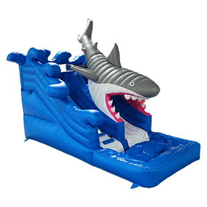 Château gonflable de toboggan aquatique de grande attaque de requin de taille adulte commerciale en gros comportant la piscine pour sauter et jouer - Product Image 4