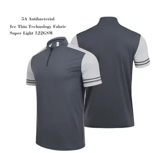 5A antibakterieller Eiskleinstoff dünn Technologie Stoff Herren Herren Tennis-T-Shirts schnell trocknend sportliches Leistungsshirt für Laufen Fitnessstudio