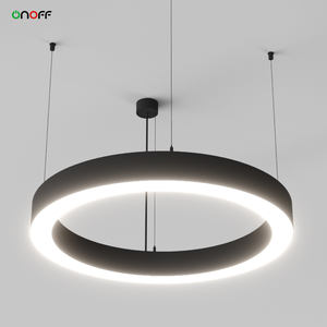 <span class=keywords><strong>Suspension</strong></span> centrale <span class=keywords><strong>LED</strong></span> lumière ronde noir blanc <span class=keywords><strong>cercle</strong></span> aluminium anneau lumineux de 5 ans de garantie - Product Image 2