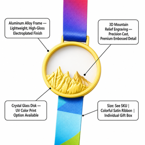Médaille de Montagne en Cristal Métal <span class=keywords><strong>Loup</strong></span> Or Argent Bronze Récompense Employé Manager Logo Personnalisé OEM Vente en Gros Usine - Product Image 2