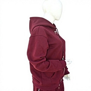 Sweat-shirt à capuche surdimensionné personnalisé brodé pour femme, en molleton épais, fermeture éclair, couleur unie, 100 % coton, fabrication OEM/ODM, marque privée - Product Image 1
