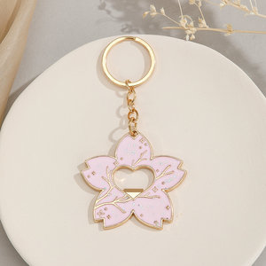 Clés de voiture Fleur de cerisier mignonne Porte-clés ouvre-bouteille drôle Rose Sakura Sac à dos Porte-monnaie Charms Sac à main Pendentif Porte-clés - Product Image 6