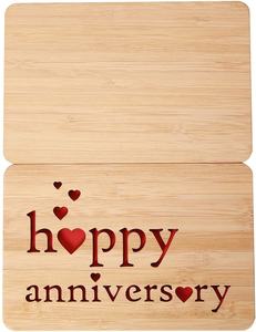 Tarjeta de felicitación de madera de bambú Tarjeta de aniversario de bodas y regalo de San Valentín para esposas y maridos - Product Image 6