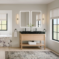 CBMmart 2025 Nouvelle vanité de salle de bain en bois massif en chêne blanc sur mesure avec lavabo et robinet miroir
