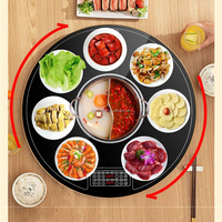 Plateau chauffant intelligent en verre pour la maison, plateau de service portable, plateau chauffant rotatif rond en verre pour aliments