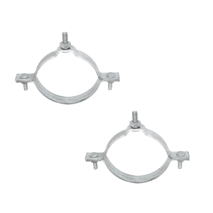 Banda de sujeción de poste desplazada individualmente Quan Pham de 3 a 3-1/2 pulgadas, galvanizada en caliente, ASTM A-153, con dos tornillos de carro de 0.50 x 3.50 pulgadas - Product Image 1