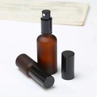 Flacon compte-gouttes en verre ambré givré 15ml 20ml 30ml 50ml 100ml, récipient pour sérum avec compte-gouttes en plastique noir de 18mm