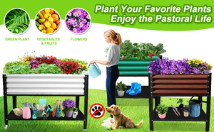 Bac à plantes surélevé en acier carré, grand format, pour fleurs, légumes et herbes - Product Image 4