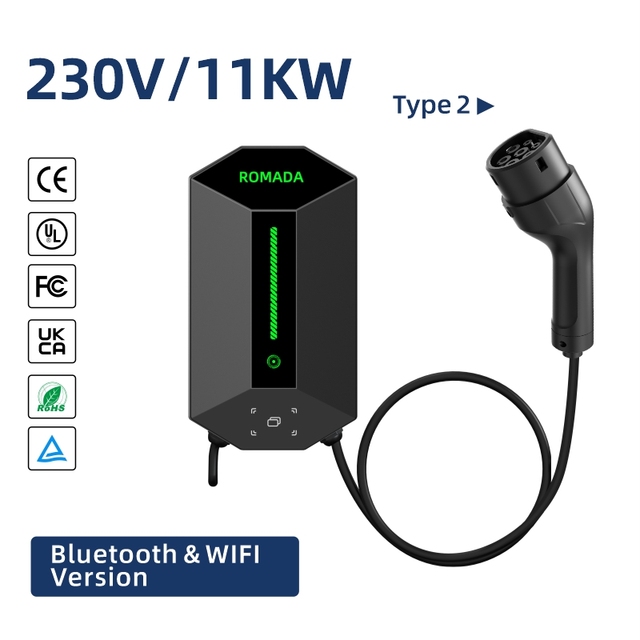 Universal Home 11kW 3 Phase Portable EV Charger Type 2 Smart APP WiFi Connectivity High Speed Electric Car Charger Level 2