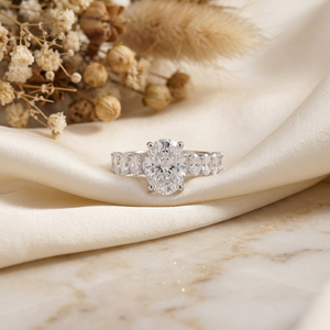 Karats 1 Carat <b>Oval</b> Cut Modern GRA Certified <b>Moissanite</b> Antique Silver Plated Women's Gemstone Wedding Gift <b>Ring</b> Claw Setting - Product Image 5