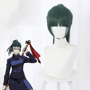 Ainizi 50 cm हरे रंग से Zen'in cosplay wigs सिंथेटिक गर्मी प्रतिरोधी माकी Jujutsu Kaisen
