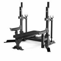 DW SPORTS Banc de musculation et rack de squat pliable en métal robuste, réglable, pour entraînement de force commercial, combo banc de musculation et rack de puissance