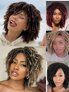 Perruque Dreadlock <span class=keywords><strong>Afro</strong></span> Crépus Synthétique Réglable Short <span class=keywords><strong>Twist</strong></span> Faux Locs Tressés avec Style Naturel Matériau Cheveux - Product Image 6