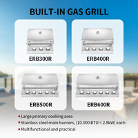 Barbecue à gaz encastré intégré en acier inoxydable pour cuisine extérieure et table de jardin