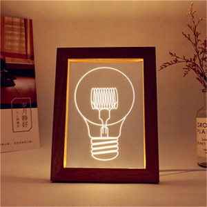 New creative Abstract Illusion photo frame paper art product usb power light photo 3D paper carving lampada acrilica con cornice - Product Image 2