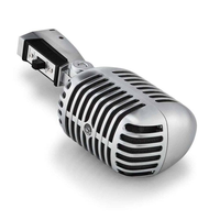 Microphone filaire professionnel 55SH Pro Audio Recording, couleur argent, pour enregistrement de batterie et chant.