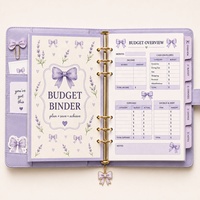 Classeur à anneaux Hongbo avec intercalaires à languettes A6 en PP à motif nœud papillon et feuilles de budget pour l'organisation/dashboards
