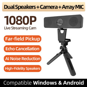 Microphone et caméra avec haut-parleur pour cours/conférences en ligne en streaming 1080P, type C, réduction de bruit IA, portée de capture de 8 mètres - Product Image 2