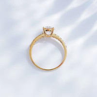 Bague en or jaune 18 carats avec diamant de laboratoire taille ronde, style artistique, simple et élégant, pour femme