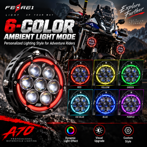 FEREI <span class=keywords><strong>A70</strong></span> 17800LM Luci Ausiliarie LED per Moto, Fari a Lungo Raggio, Luci Fendinebbia Fuoristrada 180W, Luce Ambientale a 6 Colori - Product Image 5